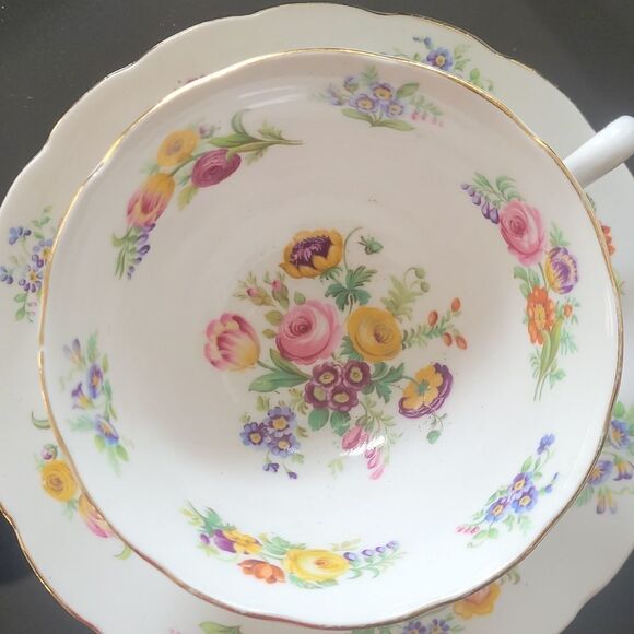 𝅺grosvenor Bone China Jackson & Gosling Flowers Tea Cup & Saucer - Picture 3 of 8